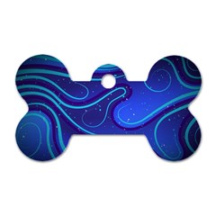 Wavy Abstract Blue Dog Tag Bone (two Sides) by Ravend