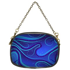 Wavy Abstract Blue Chain Purse (two Sides)