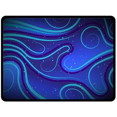 Wavy Abstract Blue Fleece Blanket (large)  by Ravend