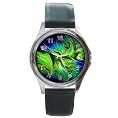 Fractal Art Pattern Abstract Round Metal Watch