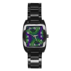 Abstract Fractal Art Pattern Stainless Steel Barrel Watch