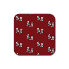 Christmas Stocking Sock Clothing Rubber Coaster (square) by Wegoenart