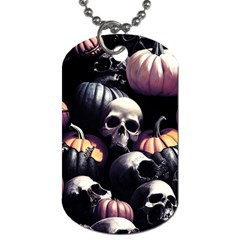 Halloween Party Skulls, Demonic Pumpkins Pattern Dog Tag (one Side) by Casemiro
