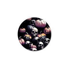 Halloween Party Skulls, Demonic Pumpkins Pattern Golf Ball Marker by Casemiro