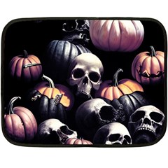 Halloween Party Skulls, Demonic Pumpkins Pattern Fleece Blanket (mini) by Casemiro