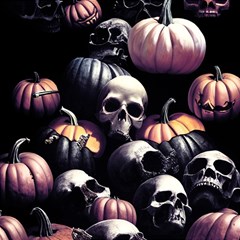 Halloween Party Skulls, Demonic Pumpkins Pattern Play Mat (square) by Casemiro