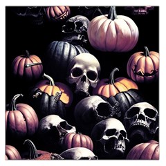 Halloween Party Skulls, Demonic Pumpkins Pattern Square Satin Scarf (36  X 36 ) by Casemiro