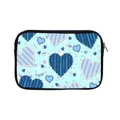 Hearts Pattern Paper Wallpaper Blue Background Apple Ipad Mini Zipper Cases by Wegoenart