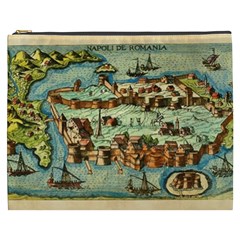 Medeival Ancient Map Fortress Island Seaport Town Cosmetic Bag (xxxl) by Wegoenart