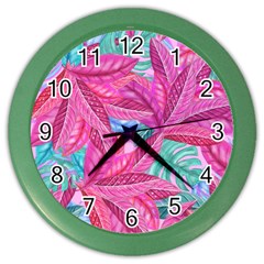 Sheets Tropical Reason Print Pattern Design Color Wall Clock by Wegoenart