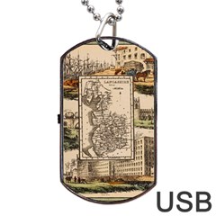 Antique Map Railway Lines Railway Train Char Dog Tag Usb Flash (one Side) by Wegoenart