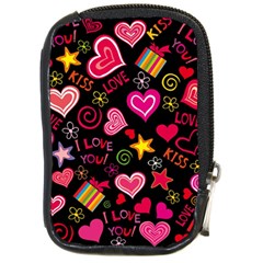 Multicolored Wallpaper, Love Vector Hearts Background Romantic Compact Camera Leather Case by Wegoenart