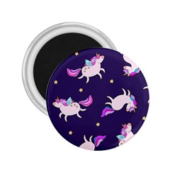 Fantasy Fat Unicorn Horse-pattern Fabric Design 2 25  Magnets