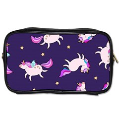 Fantasy Fat Unicorn Horse-pattern Fabric Design Toiletries Bag (one Side) by Wegoenart