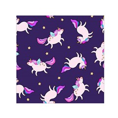 Fantasy Fat Unicorn Horse-pattern Fabric Design Square Satin Scarf (30  X 30 ) by Wegoenart