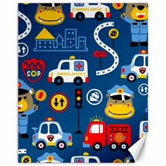 Car Cars Seamless Pattern Vector Rescue Team Cartoon Canvas 11  X 14  by Wegoenart