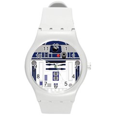 Robot R2d2 R2 D2 Pattern Round Plastic Sport Watch (M)