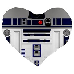 Robot R2d2 R2 D2 Pattern Large 19  Premium Flano Heart Shape Cushions