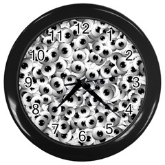 Eyes Drawing Motif Random Pattern Wall Clock (black) by dflcprintsclothing