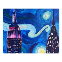 Starry Night In New York Van Gogh Manhattan Chrysler Building And Empire State Building Double Sided Flano Blanket (large)  by danenraven