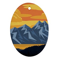 Illustration Landscape Nature Oval Ornament (two Sides) by Wegoenart