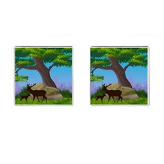 Nature Background Illustration Landscape Cufflinks (square) by Wegoenart