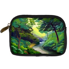 Landscape Illustration Nature Painting Digital Camera Leather Case