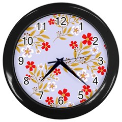 Illustration Pattern Flower Floral Wall Clock (black) by Wegoenart