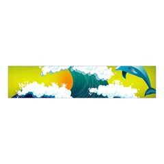 Dolphin Seagull Sea Ocean Wave Blue Water Velvet Scrunchie by Wegoenart