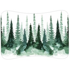 Tree Watercolor Painting Pine Forest Green  Nature Velour Seat Head Rest Cushion by Wegoenart