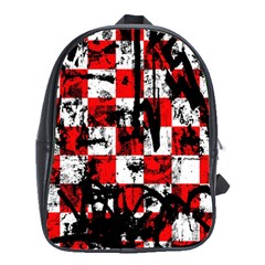 Red Checker Graffiti School Bag (large) by GothicPunkNZ