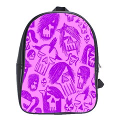 Purple Skull Sketches School Bag (large) by GothicPunkNZ