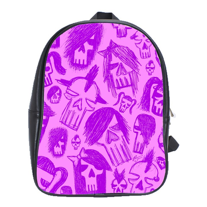 Purple Skull Sketches School Bag (Large)