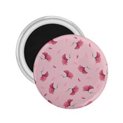 Flowers Pattern Pink Background 2.25  Magnets