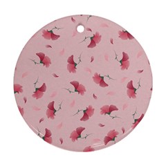 Flowers Pattern Pink Background Ornament (Round)