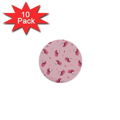 Flowers Pattern Pink Background 1  Mini Buttons (10 pack) 