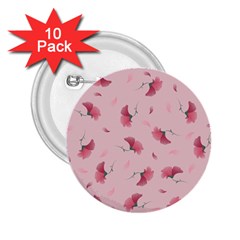 Flowers Pattern Pink Background 2.25  Buttons (10 pack) 