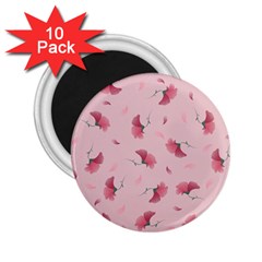 Flowers Pattern Pink Background 2.25  Magnets (10 pack) 