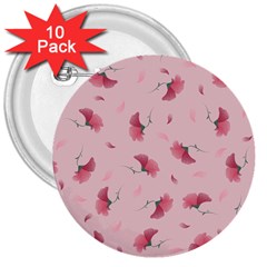 Flowers Pattern Pink Background 3  Buttons (10 pack) 