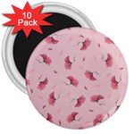 Flowers Pattern Pink Background 3  Magnets (10 pack)  Front