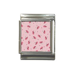 Flowers Pattern Pink Background Italian Charm (13mm)