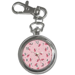 Flowers Pattern Pink Background Key Chain Watches