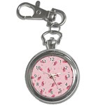 Flowers Pattern Pink Background Key Chain Watches Front