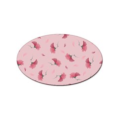 Flowers Pattern Pink Background Sticker (Oval)
