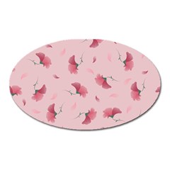 Flowers Pattern Pink Background Oval Magnet