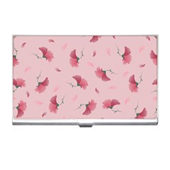 Flowers Pattern Pink Background Business Card Holder