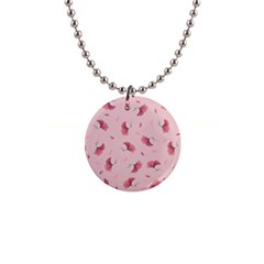 Flowers Pattern Pink Background 1  Button Necklace