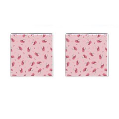 Flowers Pattern Pink Background Cufflinks (Square)