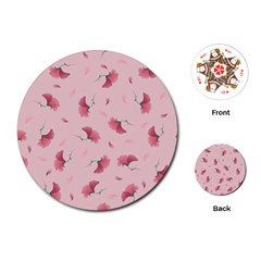 Flowers Pattern Pink Background Playing Cards Single Design (Round)