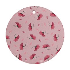 Flowers Pattern Pink Background Round Ornament (Two Sides)